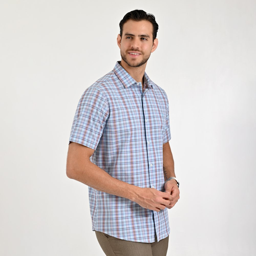 Camisa Yale Para Caballero Manga Corta Regular Fit 2265 Azul