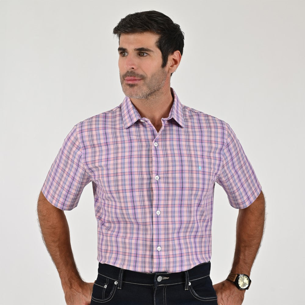 Camisa Yale Para Caballero Manga Corta Regular Fit 2265 Coral