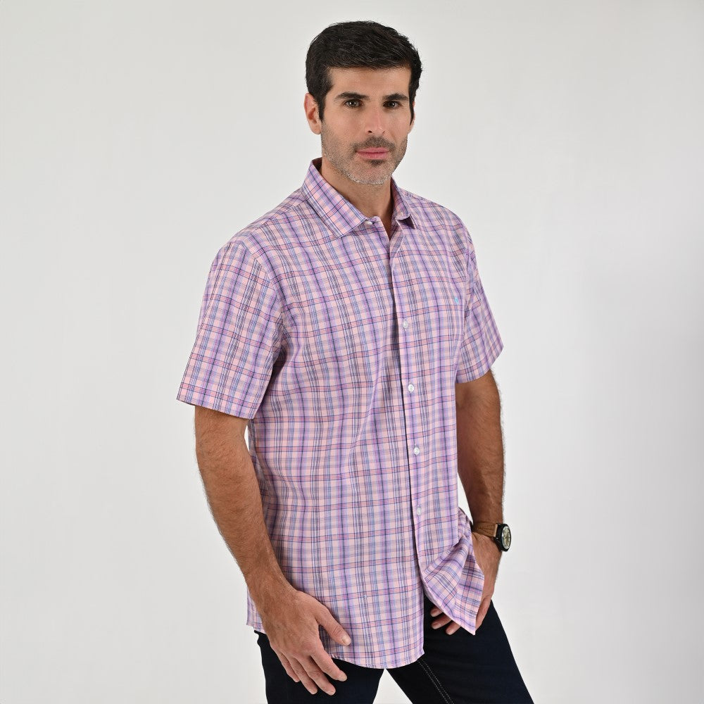 Camisa Yale Para Caballero Manga Corta Regular Fit 2265 Coral