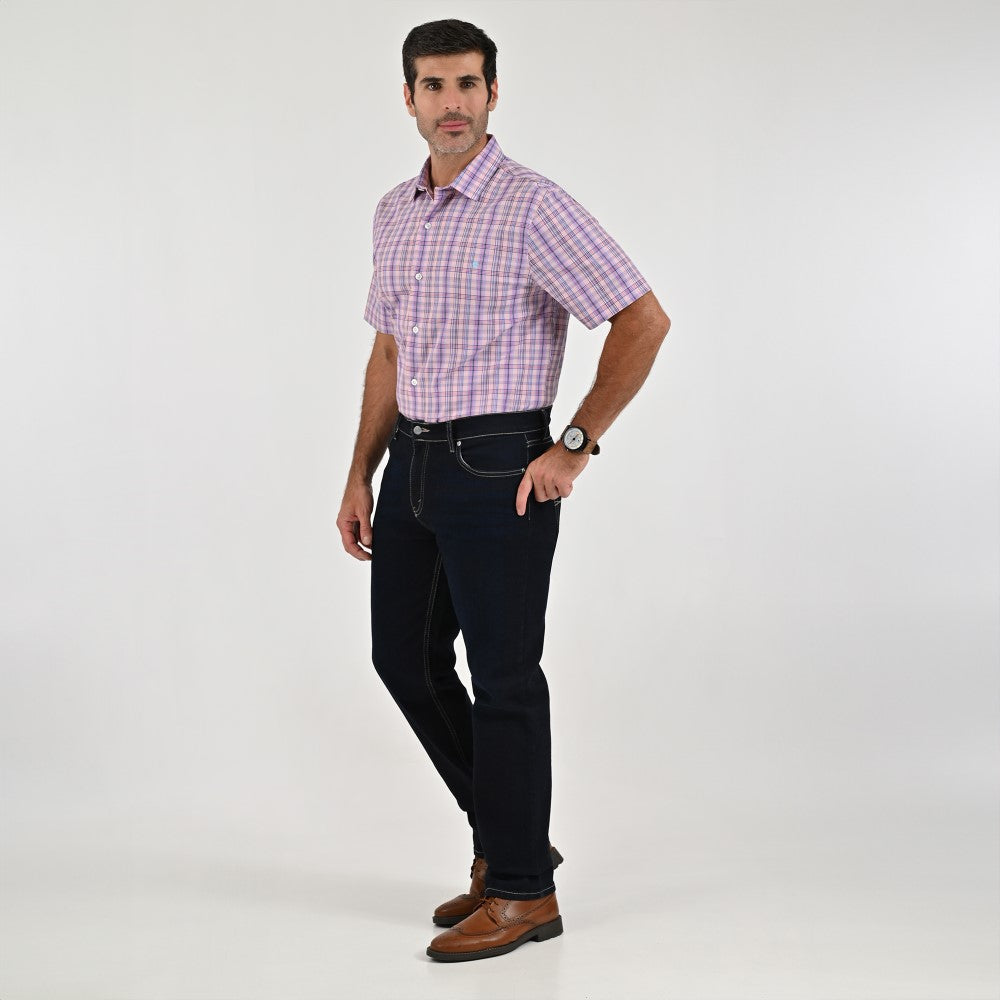 Camisa Yale Para Caballero Manga Corta Regular Fit 2265 Coral