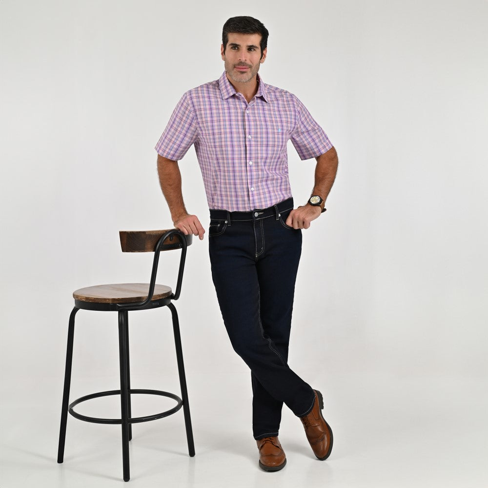 Camisa Yale Para Caballero Manga Corta Regular Fit 2265 Coral