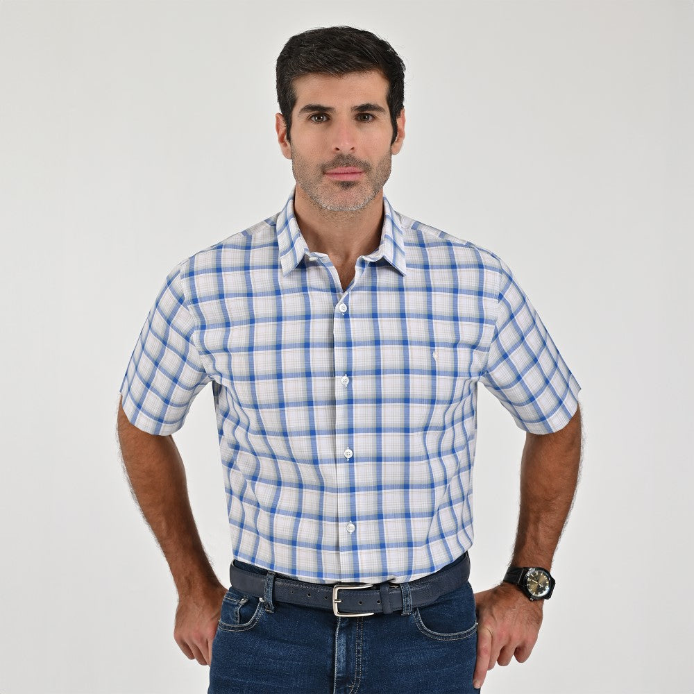 Camisa Yale Para Caballero Manga Corta Regular Fit 2588 Gris Acero
