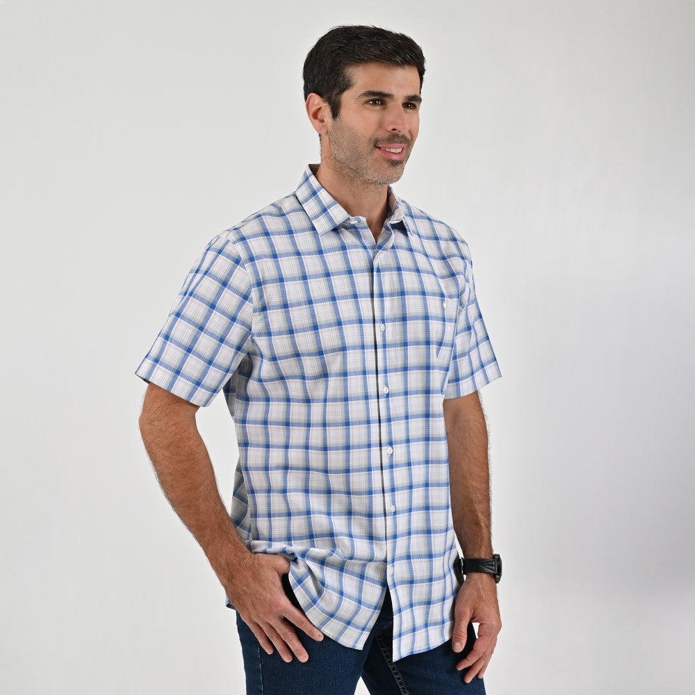 Camisa Yale Para Caballero Manga Corta Regular Fit 2588 Gris Acero