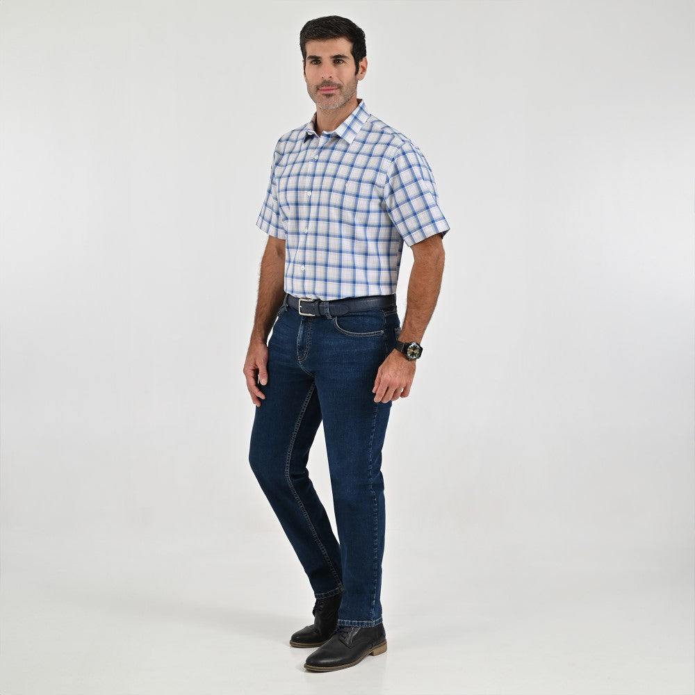 Camisa Yale Para Caballero Manga Corta Regular Fit 2588 Gris Acero