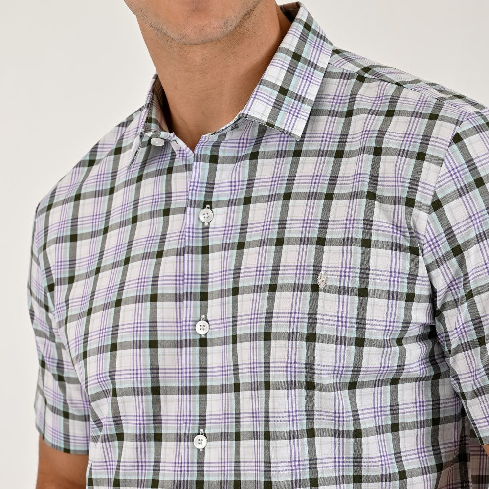 Camisa Yale Para Caballero Manga Corta Regular Fit 2588 Morado