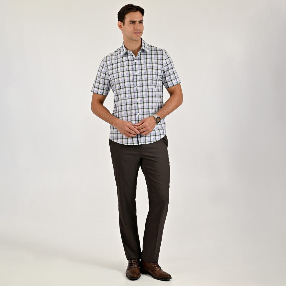 Camisa Yale Para Caballero Manga Corta Regular Fit 2588 Morado