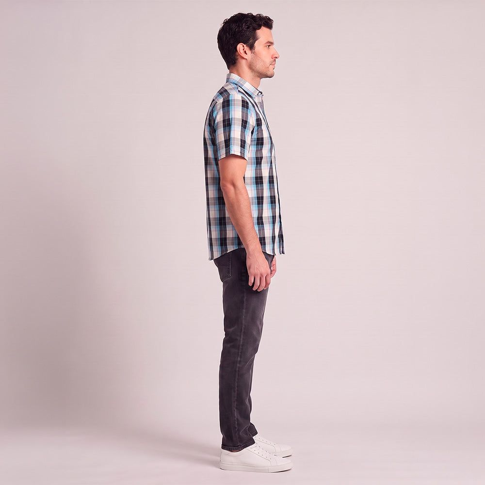 Camisa casual Yale Regular Fit Manga corta 7749 Azul