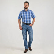 Camisa casual Yale Regular Fit Manga corta 7766 Azul Rey