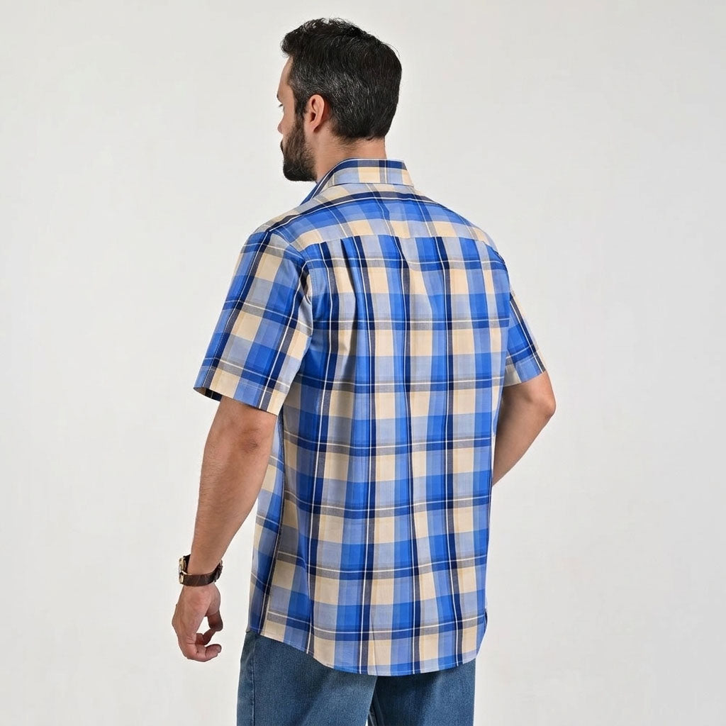 Camisa casual Yale Regular Fit Manga corta 7766 Azul Rey