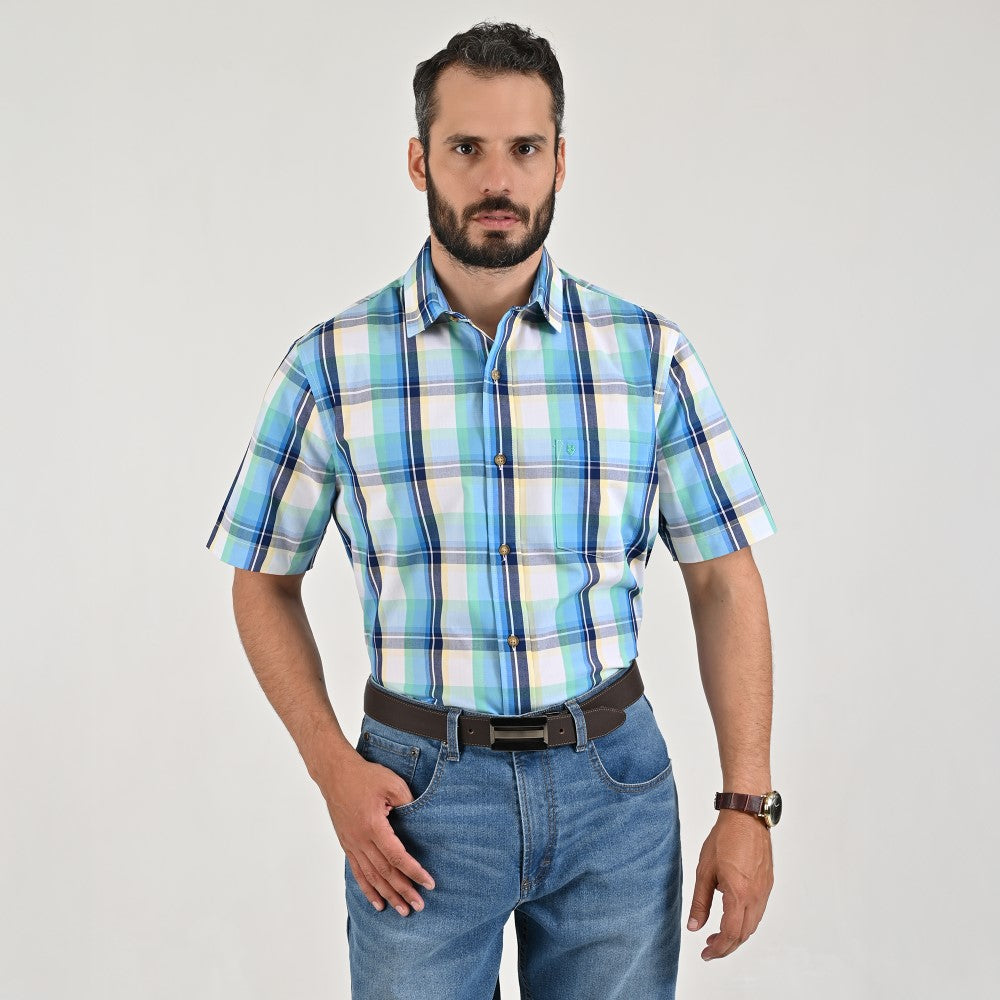 Camisa casual Yale Regular Fit Manga corta 7766 Verde