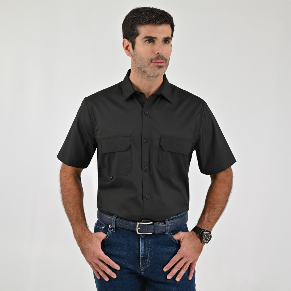 Camisa Pesquera Para Caballero Manga Corta Regular Fit 5536 Negro