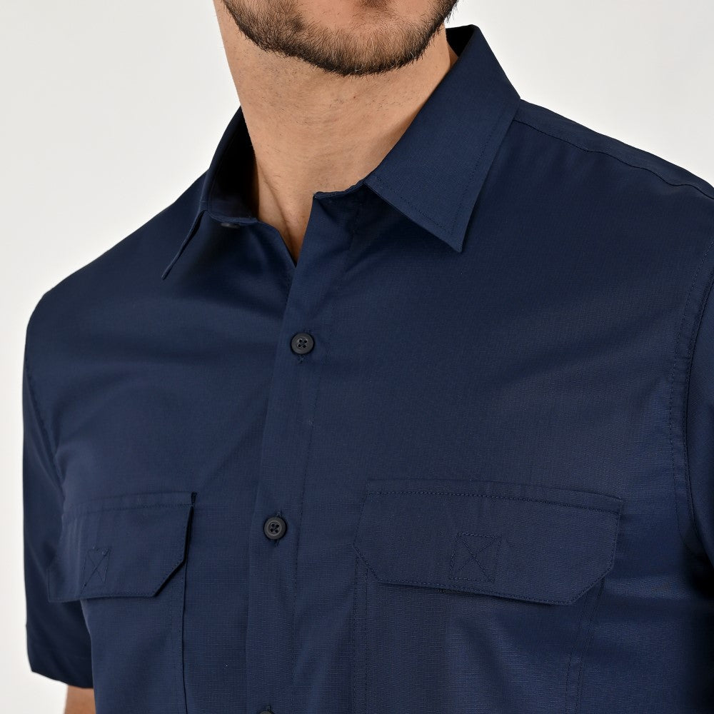 Camisa Pesquera Para Caballero Manga Corta Regular Fit 5536 Azul Marino