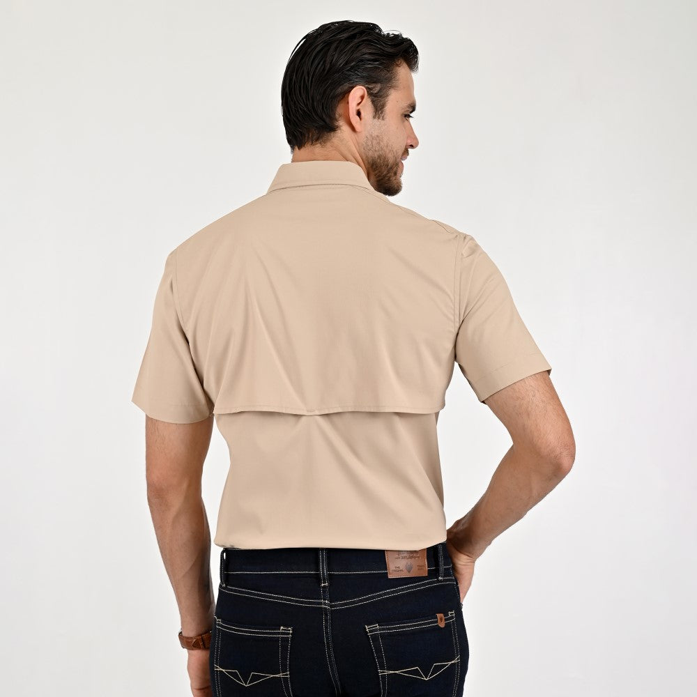 Camisa Pesquera Para Caballero Manga Corta Regular Fit 5536 Kaki