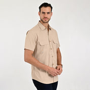 Camisa Pesquera Para Caballero Manga Corta Regular Fit 5536 Kaki