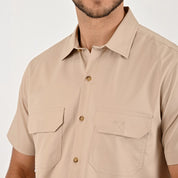 Camisa Pesquera Para Caballero Manga Corta Regular Fit 5536 Kaki