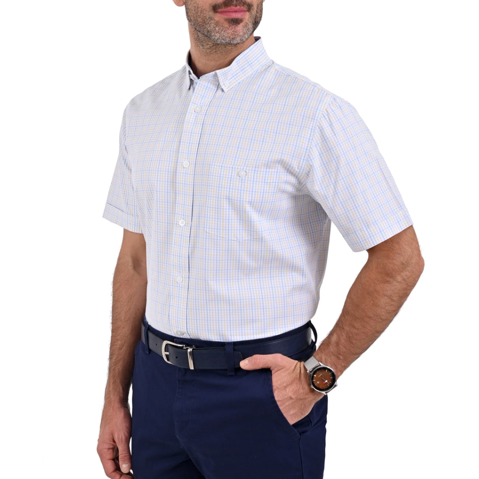 Camisa Yale  Manga Corta Regular Fit 2172 Amarillo