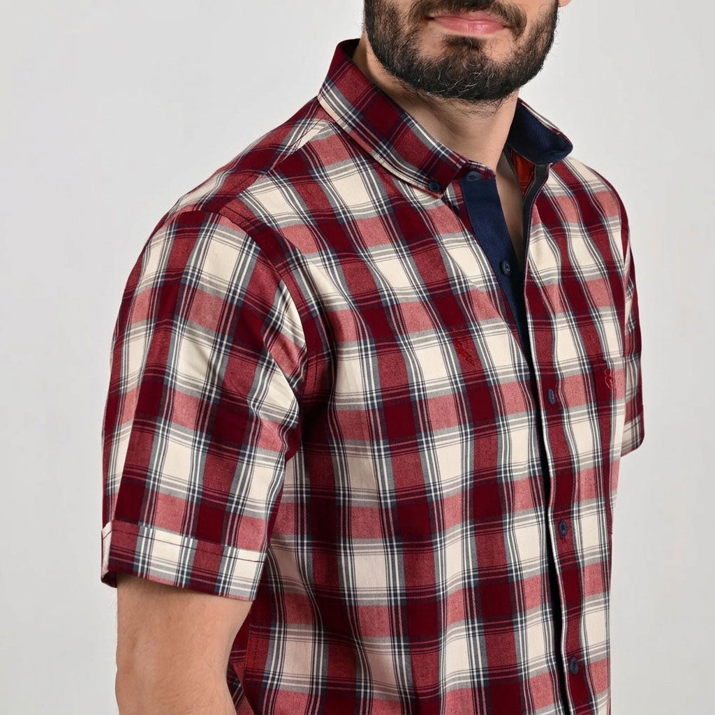 Camisa casual Yale Regular Fit Manga corta 7760 Rojo Sangre