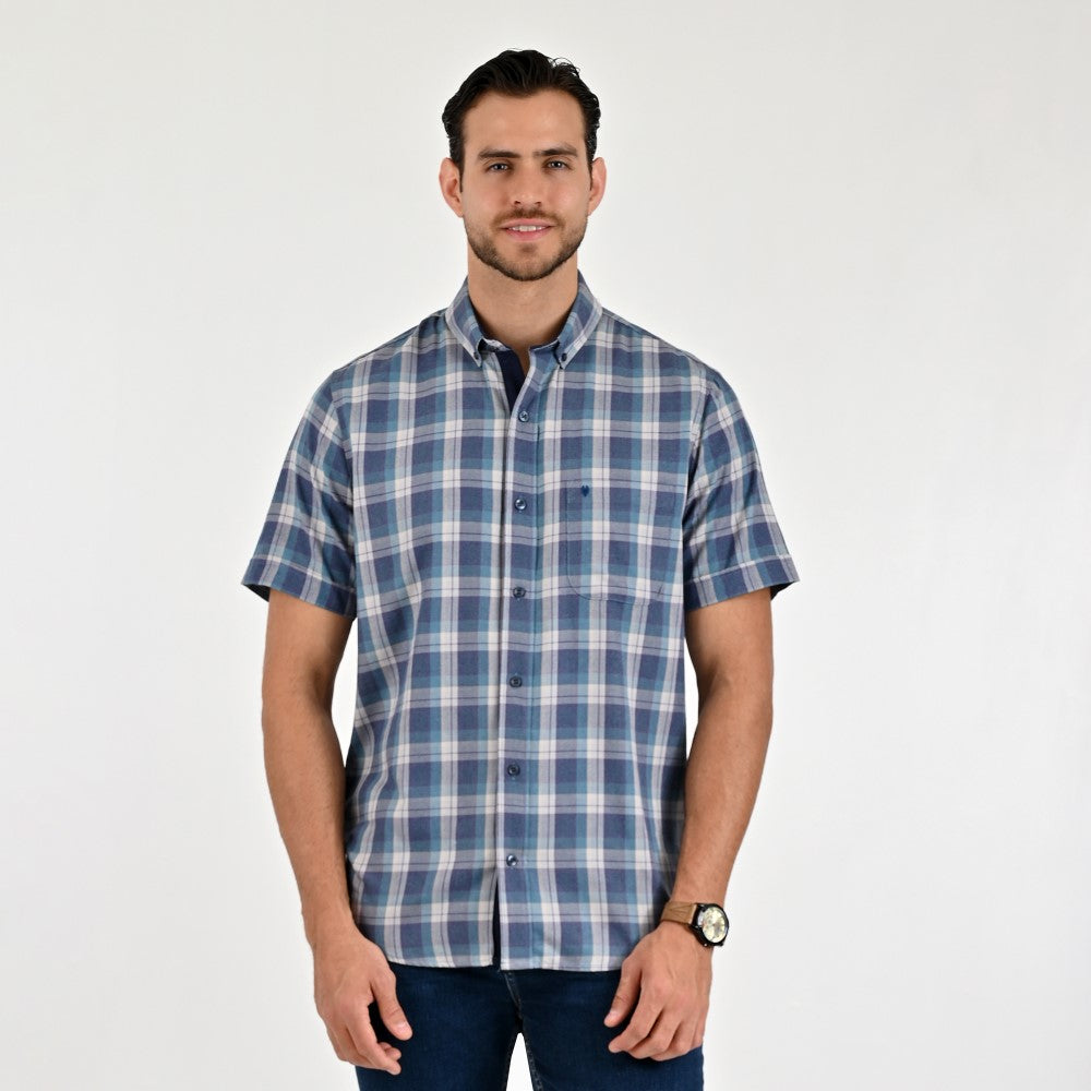 Camisa Yale Para Caballero Manga Larga Regular Fit 8210 Azul Petróleo
