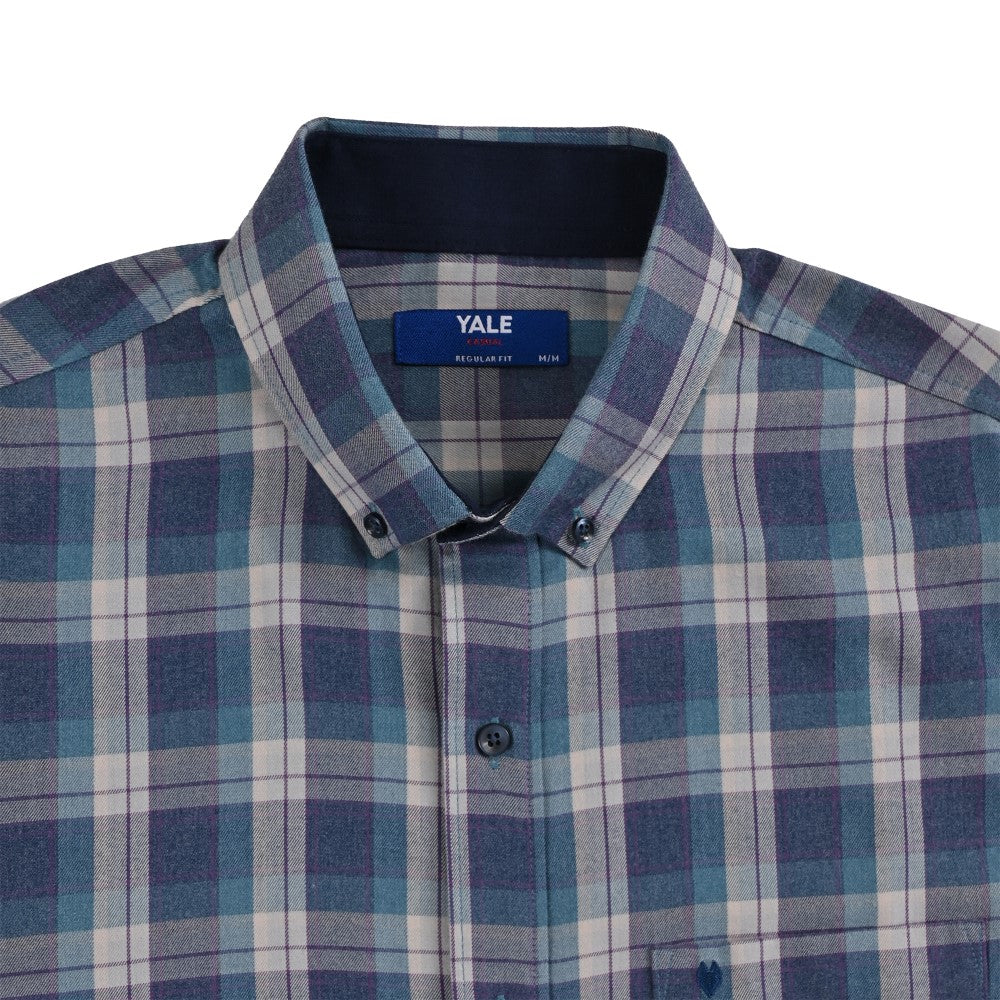Camisa Yale Para Caballero Manga Larga Regular Fit 8210 Azul Petróleo