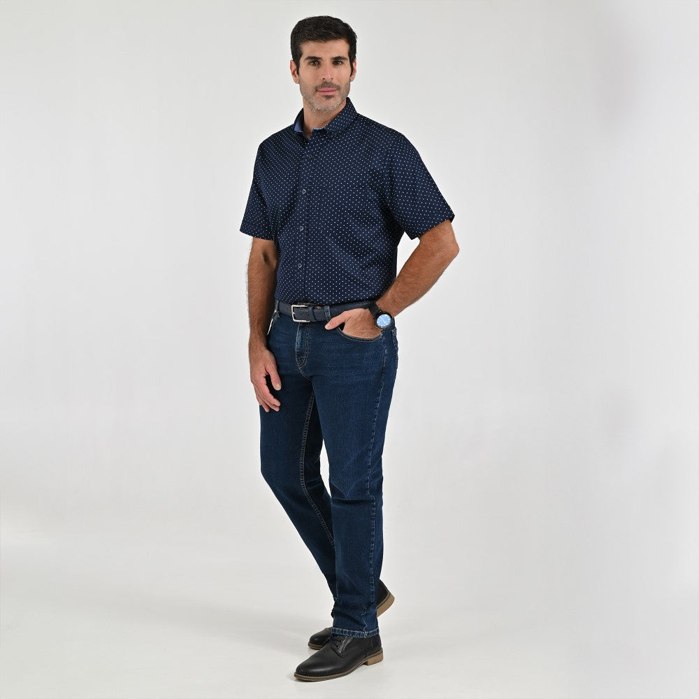 Camisa Yale Para Caballero Manga Larga Regular Fit 8084 Azul Marino