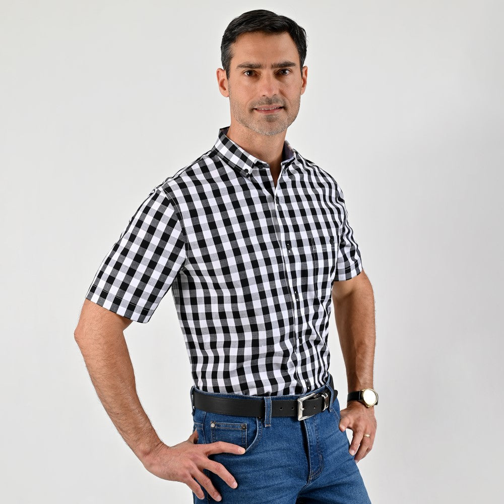Camisa casual Yale Regular Fit Manga corta 7762 Negro