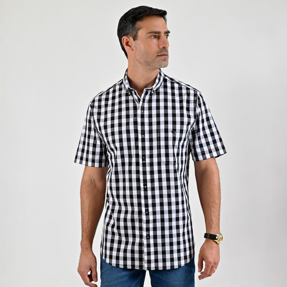Camisa casual Yale Regular Fit Manga corta 7762 Negro