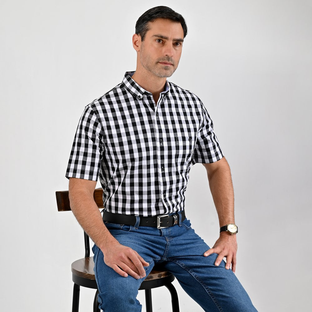 Camisa casual Yale Regular Fit Manga corta 7762 Negro
