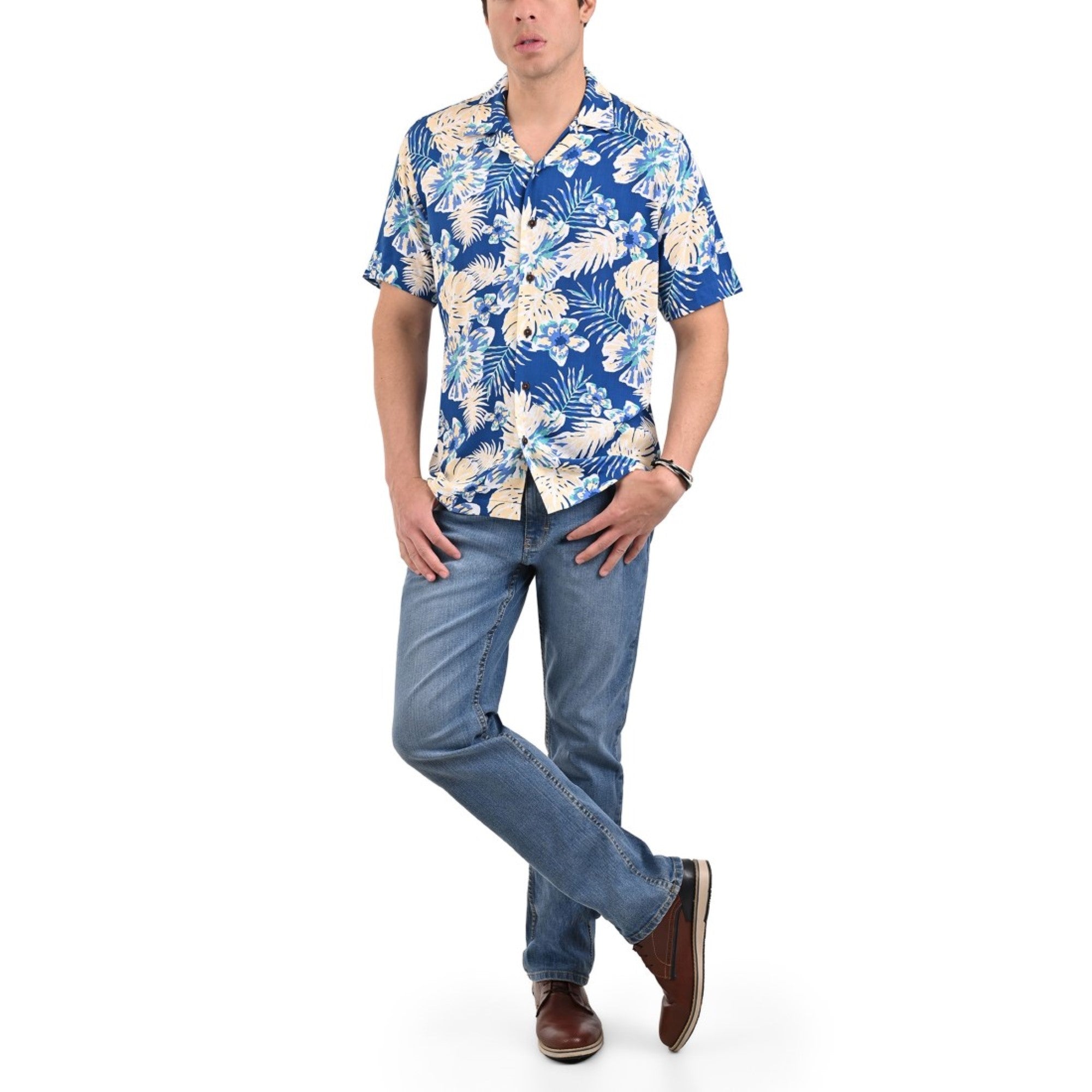 Camisa Yale Manga Corta Regular Fit Cuello Cubano 3840