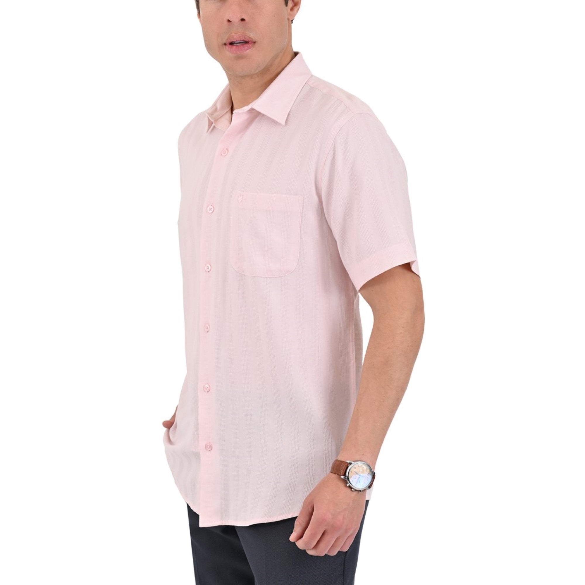 Camisa Yale Manga Corta Regular Fit 3869 Rosa Pálido