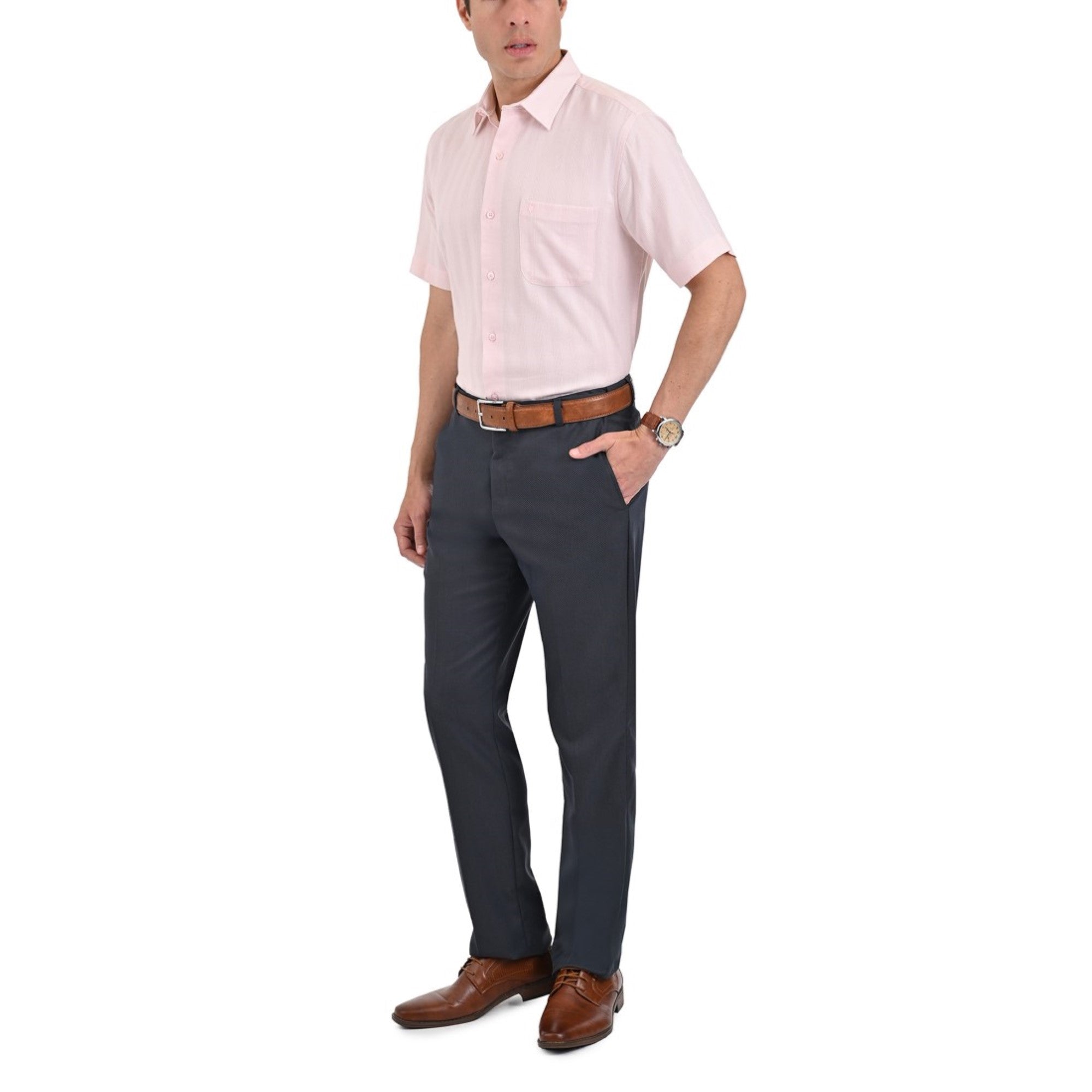 Camisa Yale Manga Corta Regular Fit 3869 Rosa Pálido