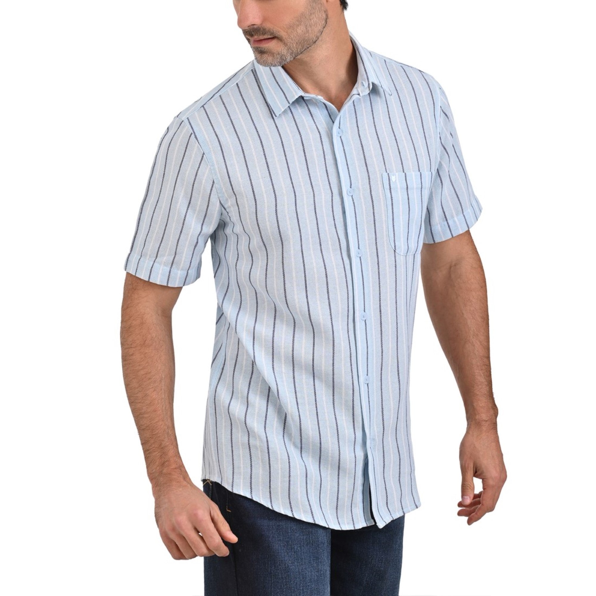 Camisa Yale Manga Corta Regular Fit 3871 Azul