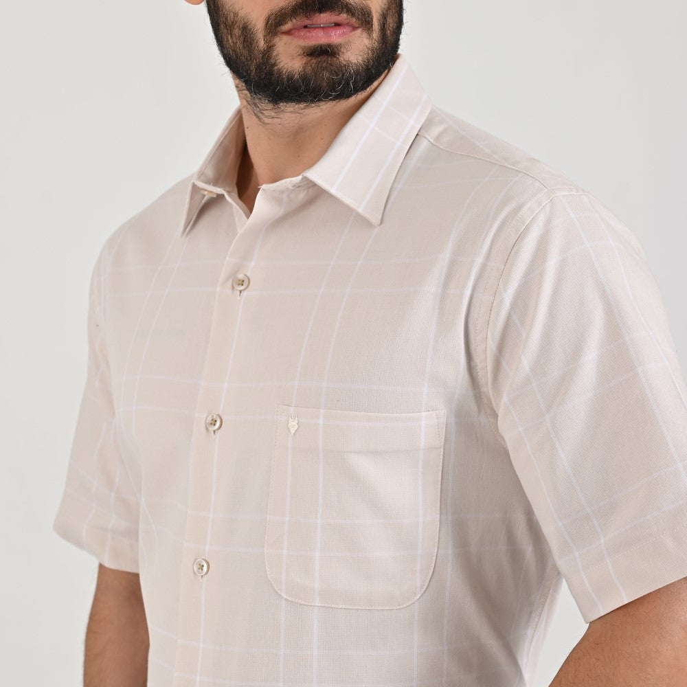 Camisa casual Yale Regular Fit Manga corta 7756 Beige