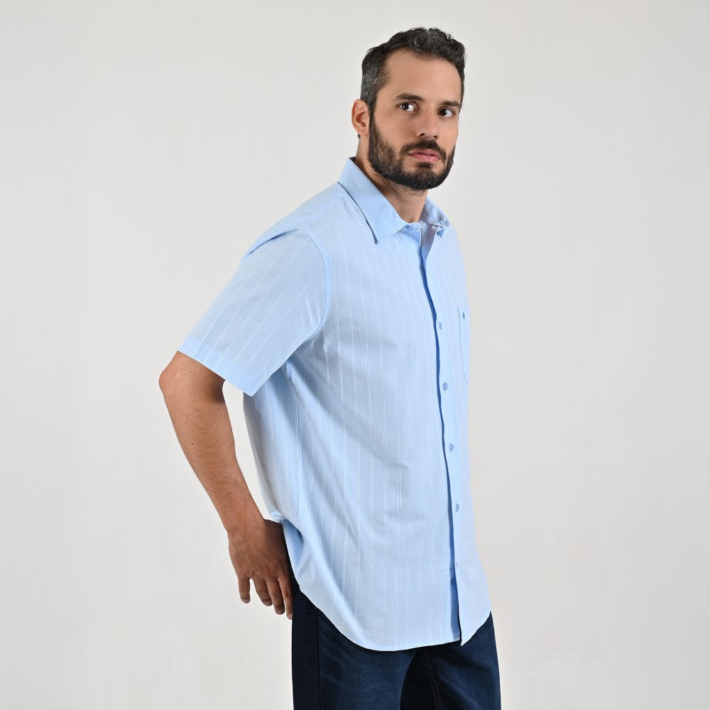 Camisa casual Yale Regular Fit Manga corta 7763 Azul Cielo