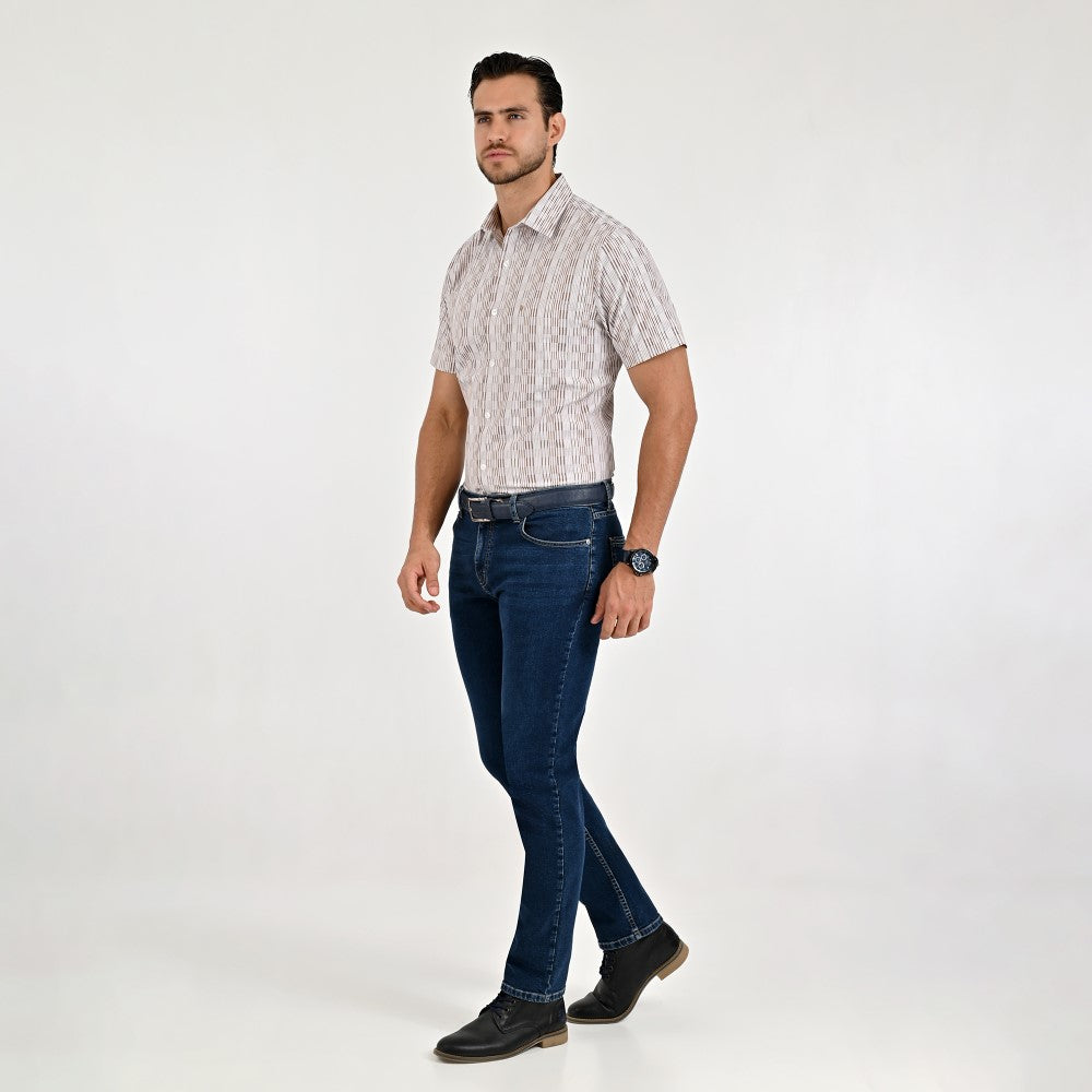 Camisa Yale Para Caballero Manga Corta Regular Fit 8204 Avellana