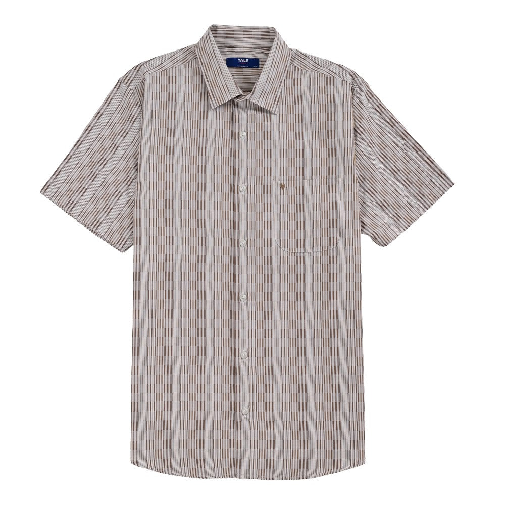 Camisa Yale Para Caballero Manga Corta Regular Fit 8204 Avellana