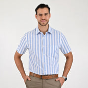 Camisa Yale Para Caballero Manga Corta Regular Fit 8206 Azul Plumbago