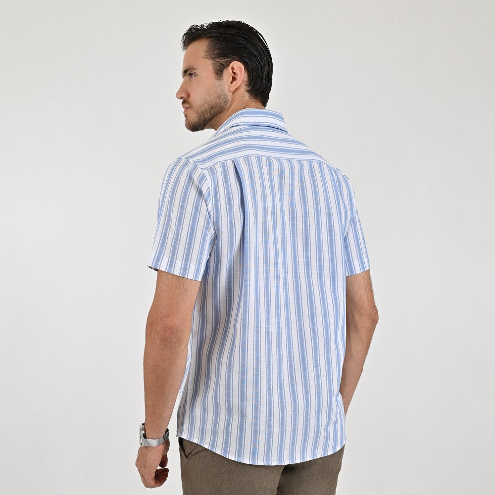 Camisa Yale Para Caballero Manga Corta Regular Fit 8206 Azul Plumbago