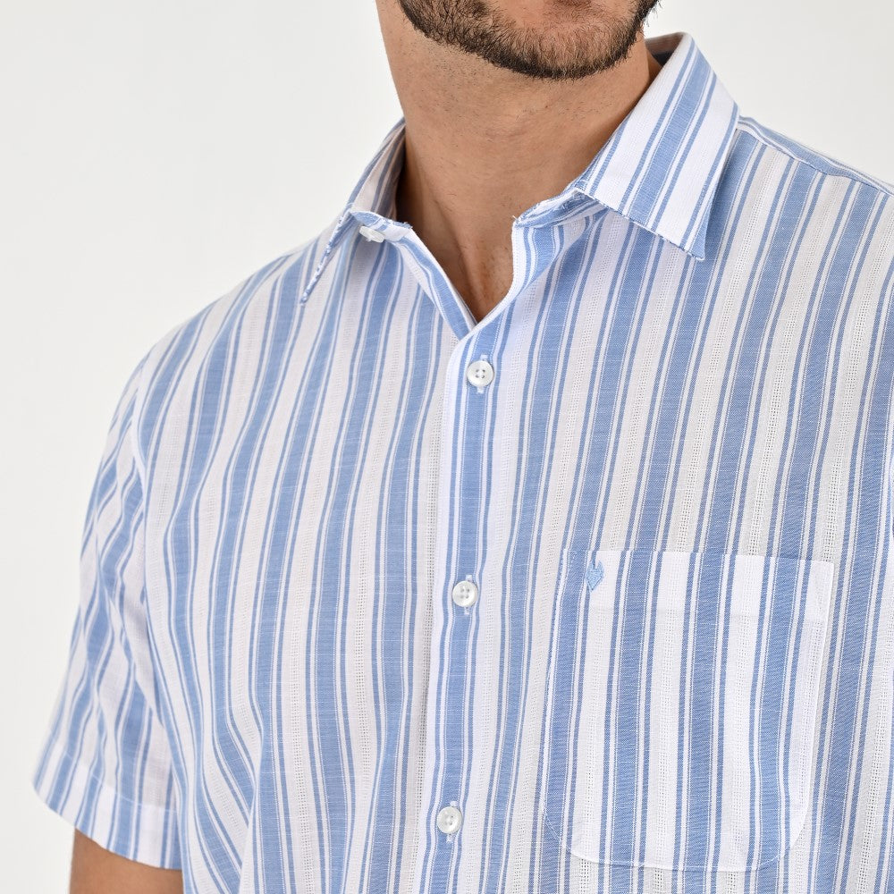 Camisa Yale Para Caballero Manga Corta Regular Fit 8206 Azul Plumbago