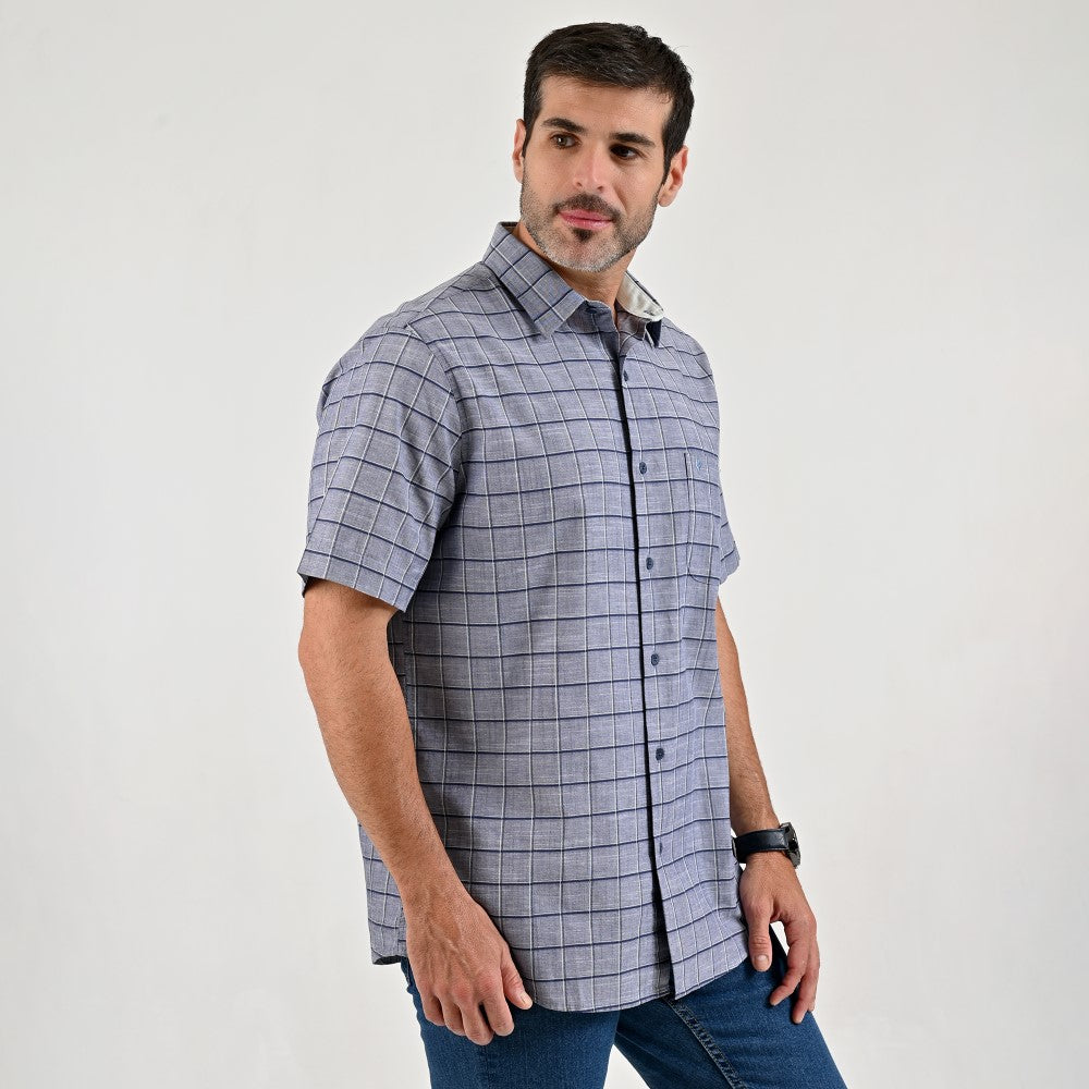 Camisa casual Yale Regular Fit Manga corta 7775 Azul marino entintado