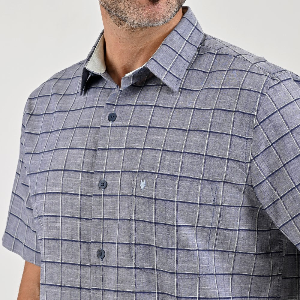 Camisa casual Yale Regular Fit Manga corta 7775 Azul marino entintado
