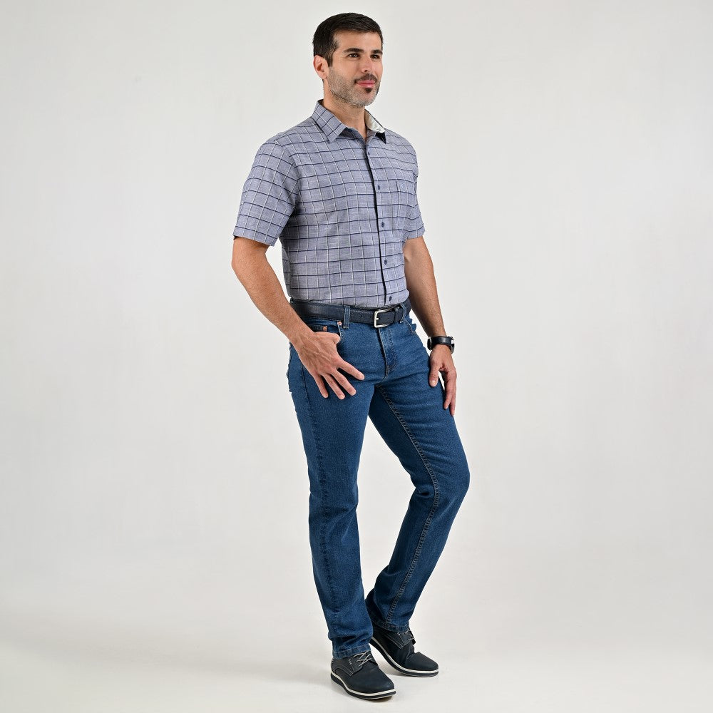Camisa casual Yale Regular Fit Manga corta 7775 Azul marino entintado