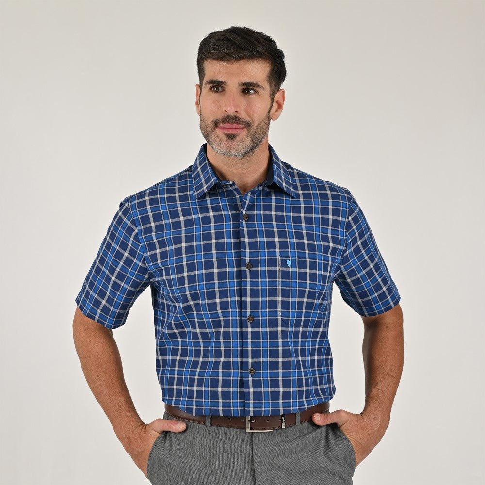 Camisa Yale Para Caballero Manga Corta Regular Fit 8201 Azul Marino
