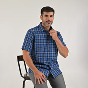 Camisa Yale Para Caballero Manga Corta Regular Fit 8201 Azul Marino