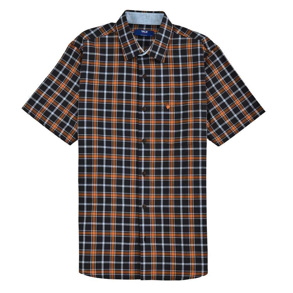 Camisa Yale Para Caballero Manga Corta Regular Fit 8201 Chocolate