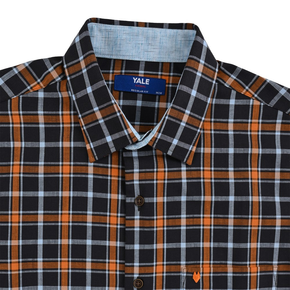Camisa Yale Para Caballero Manga Corta Regular Fit 8201 Chocolate