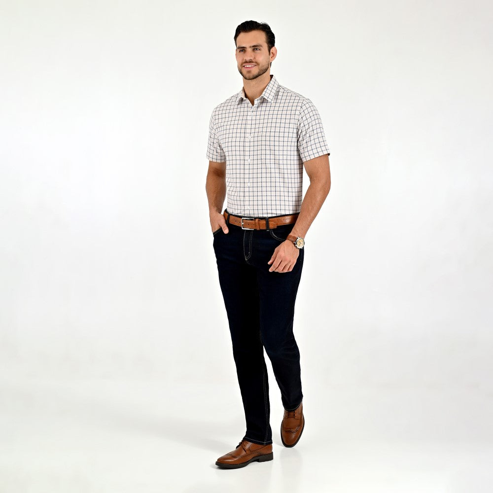 Camisa Yale Para Caballero Manga Corta Regular Fit 8209 Arena