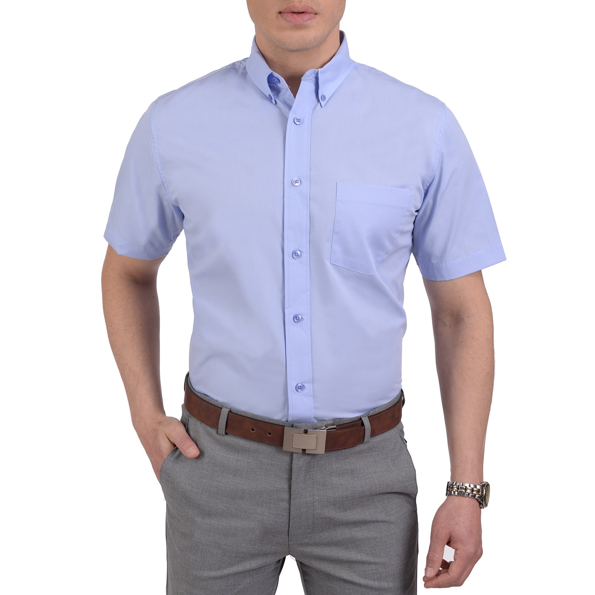 Camisa Casual Yale Manga Corta Lisa Regular Fit 2202