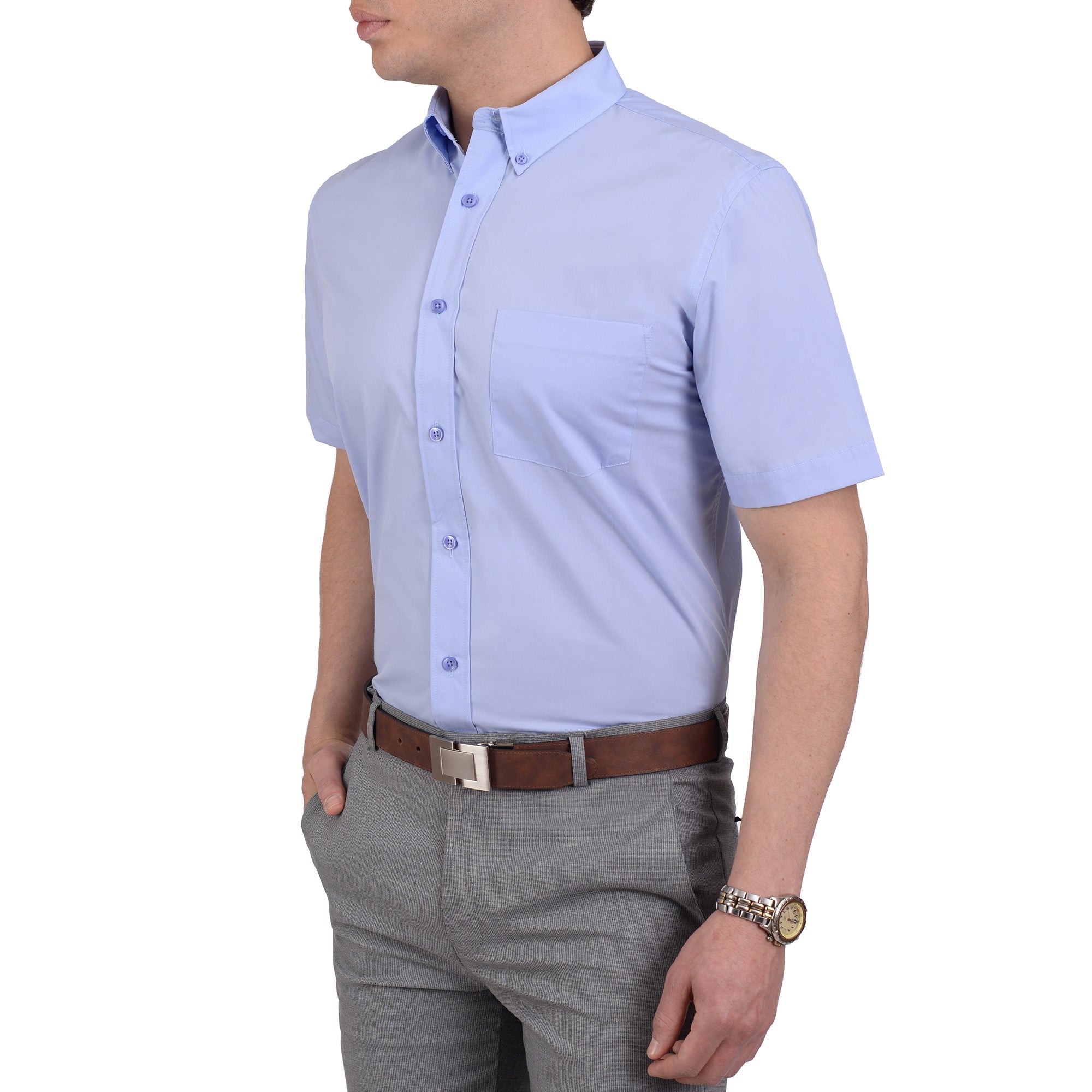 Camisa Casual Yale Manga Corta Lisa Regular Fit 2202