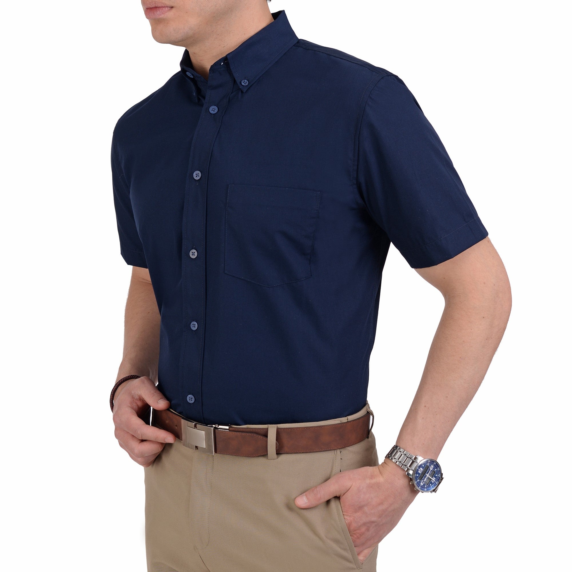 Camisa Casual Yale Manga Corta Lisa Regular Fit 2202