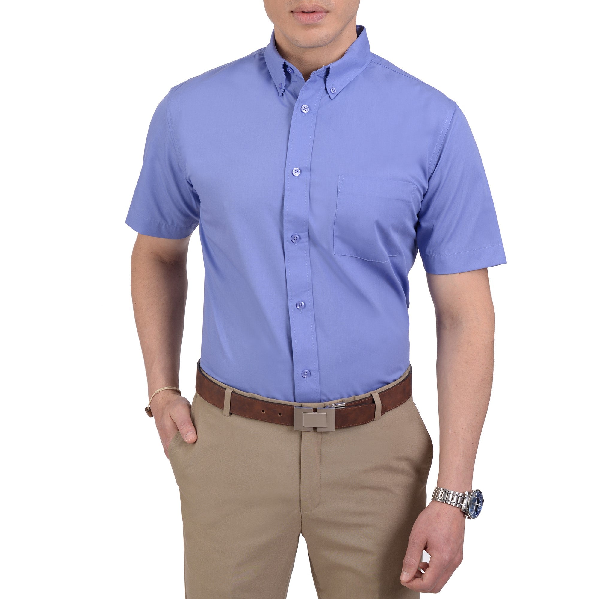 Camisa Casual Yale Manga Corta Lisa Regular Fit 2202